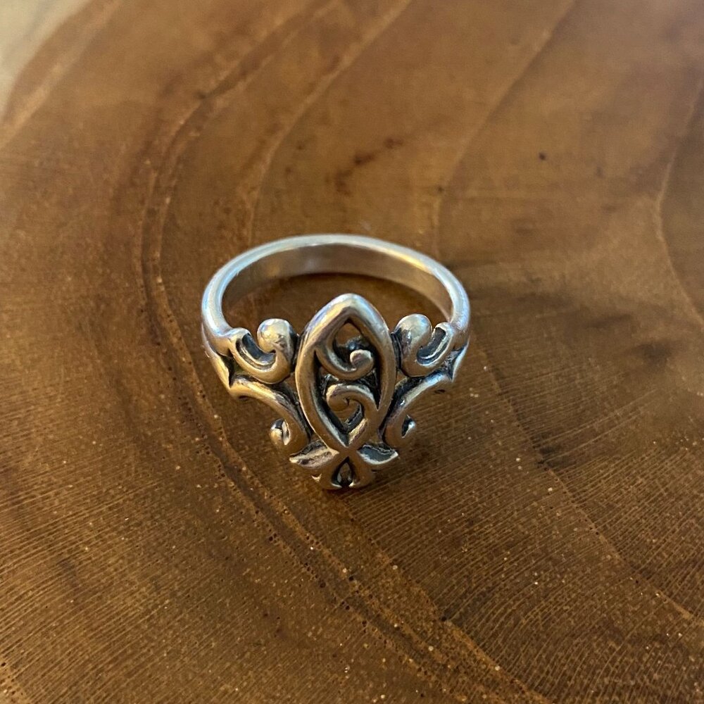 RETIRED James Avery Ornate Ichthus Ring, Size 6.5, Sterling Silver